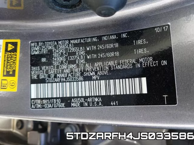 5TDZARFH4JS033586 фото 2