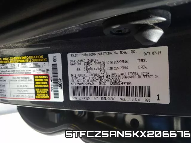 5TFCZ5AN5KX206676 фото 2
