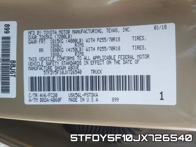 5TFDY5F10JX726540 фото 2