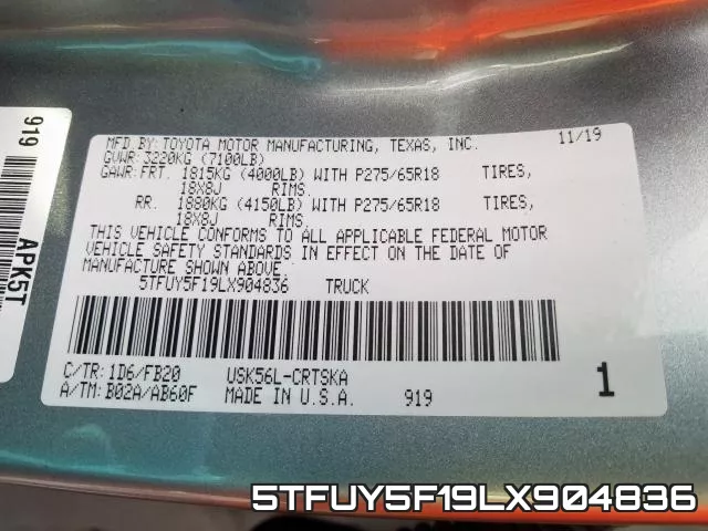 5TFUY5F19LX904836 фото 2