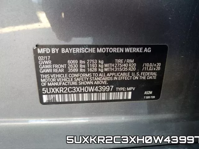 5UXKR2C3XH0W43997 фото 2