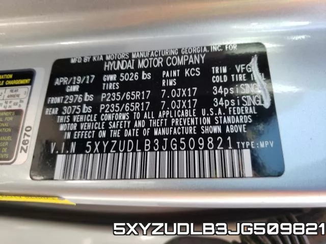 5XYZUDLB3JG509821 фото 2