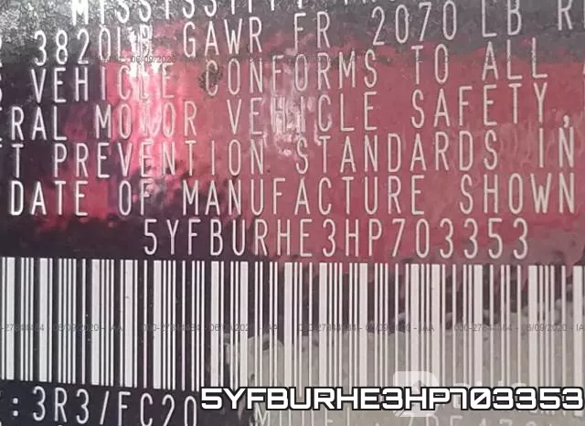 5YFBURHE3HP703353 фото 10