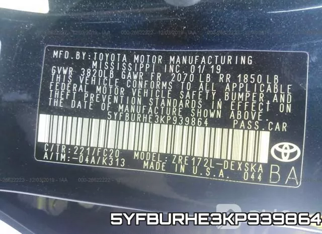 5YFBURHE3KP939864 фото 10