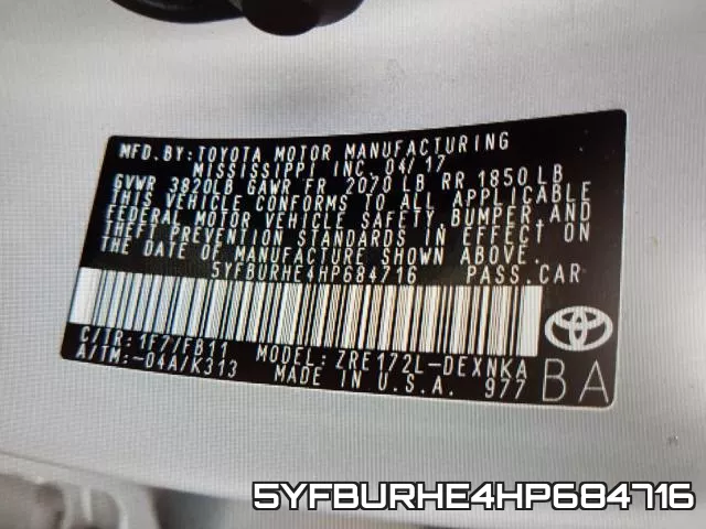 5YFBURHE4HP684716 фото 2