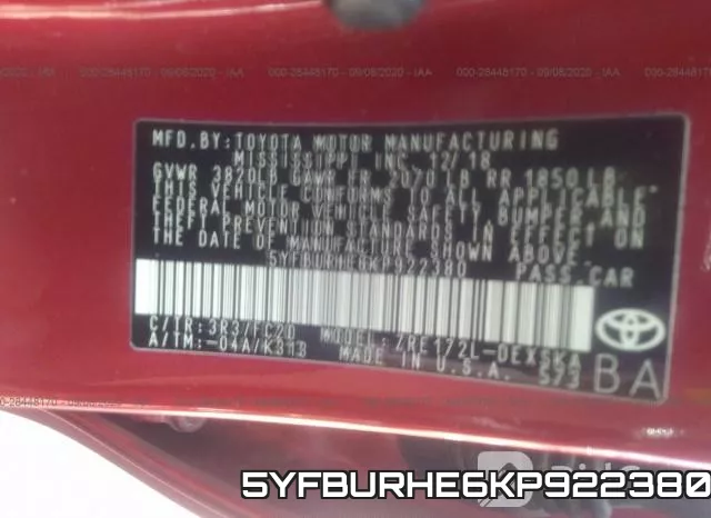 5YFBURHE6KP922380 фото 10