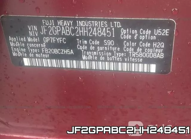 JF2GPABC2HH248451 фото 9