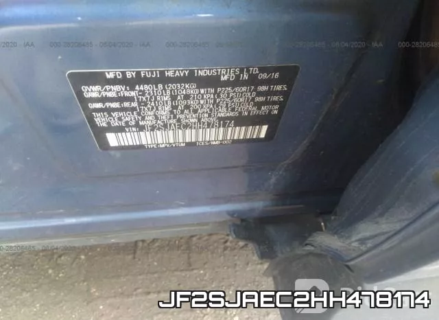JF2SJAEC2HH478174 фото 10