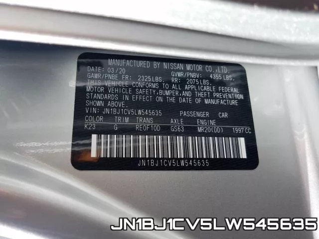 JN1BJ1CV5LW545635 фото 2