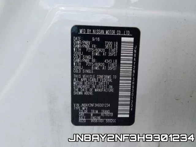 JN8AY2NF3H9301234 фото 2
