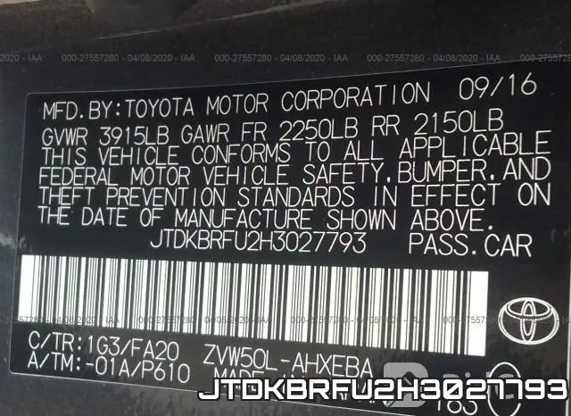 JTDKBRFU2H3027793 фото 10