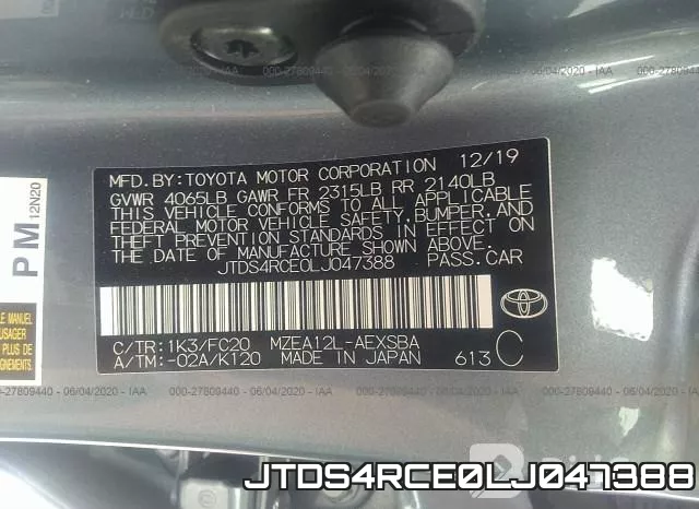 JTDS4RCE0LJ047388 фото 10