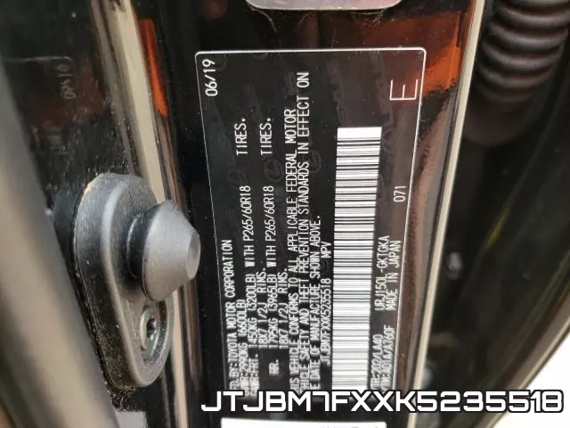 JTJBM7FXXK5235518 фото 2
