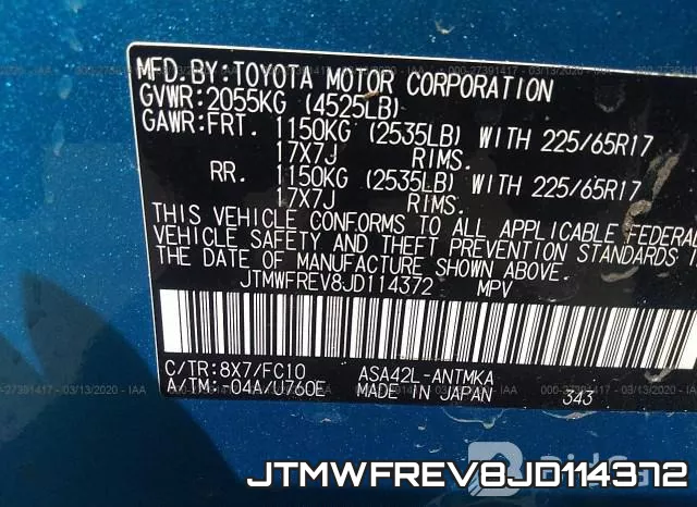 JTMWFREV8JD114372 фото 10