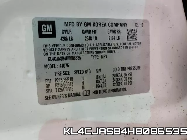 KL4CJASB4HB086535 фото 2
