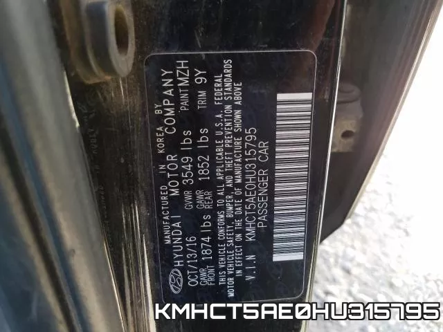 KMHCT5AE0HU315795 фото 2