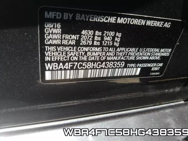 WBA4F7C58HG438359 фото 2