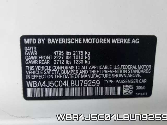 WBA4J5C04LBU79259 фото 2