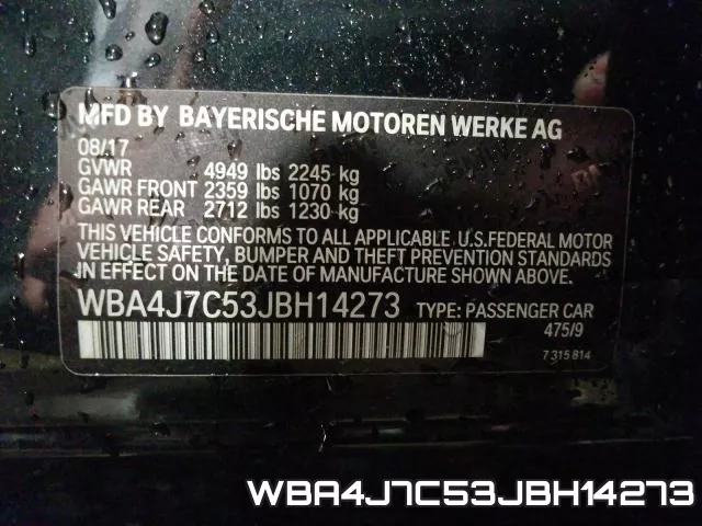 WBA4J7C53JBH14273 фото 2