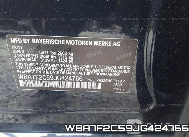 WBA7F2C59JG424766 фото 10