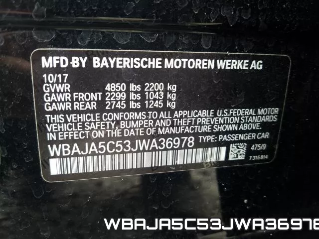 WBAJA5C53JWA36978 фото 2