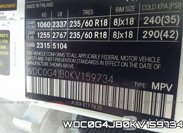 WDC0G4JB0KV159734 фото 10