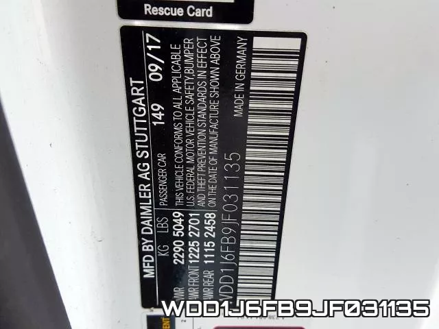 WDD1J6FB9JF031135 фото 2