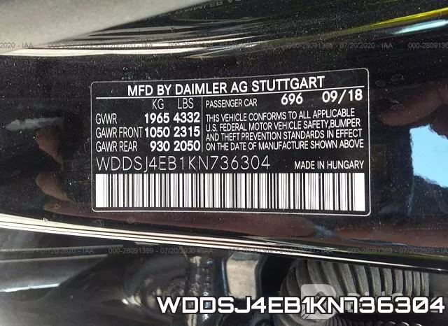 WDDSJ4EB1KN736304 фото 10