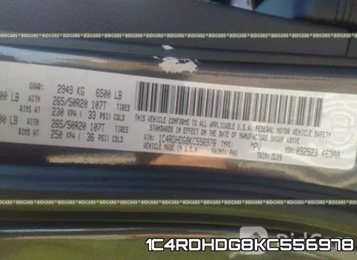 1C4RDHDG8KC556978 фото 10