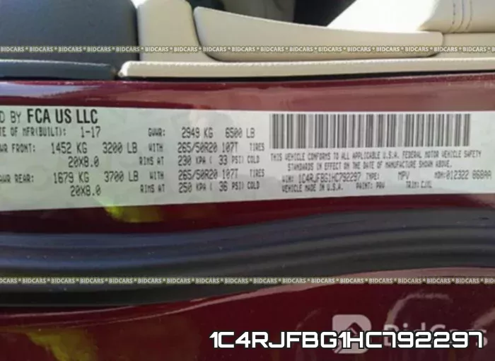 1C4RJFBG1HC792297 фото 10