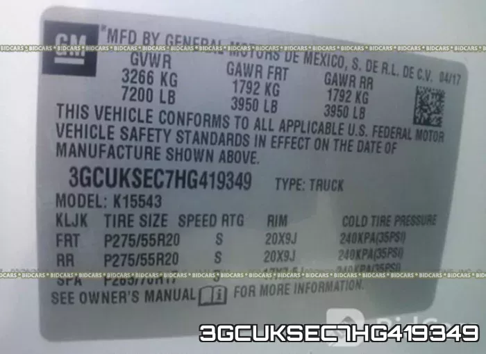 3GCUKSEC7HG419349 фото 10