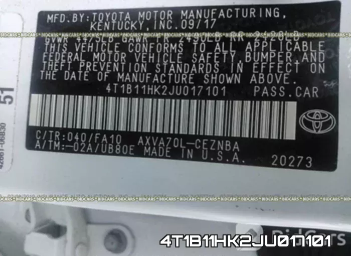 4T1B11HK2JU017101 фото 10