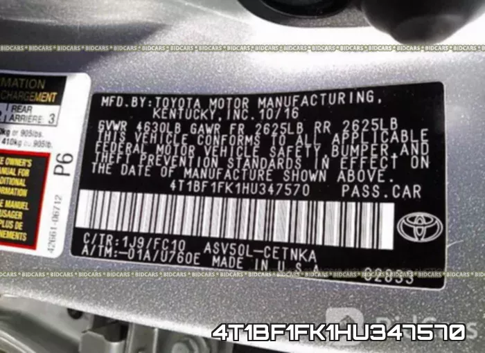 4T1BF1FK1HU347570 фото 10