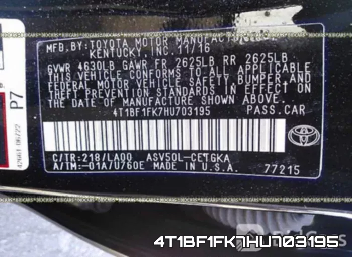 4T1BF1FK7HU703195 фото 10