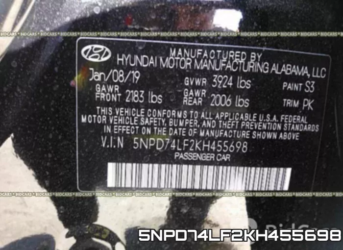 5NPD74LF2KH455698 фото 10