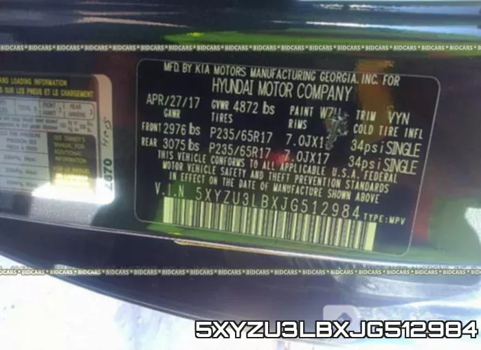 5XYZU3LBXJG512984 фото 10