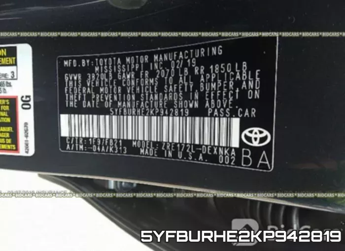 5YFBURHE2KP942819 фото 10