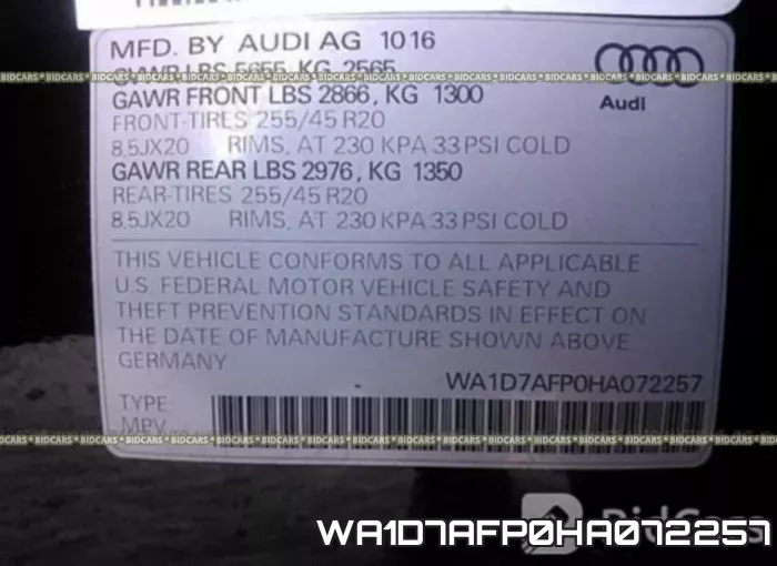 WA1D7AFP0HA072257 фото 10