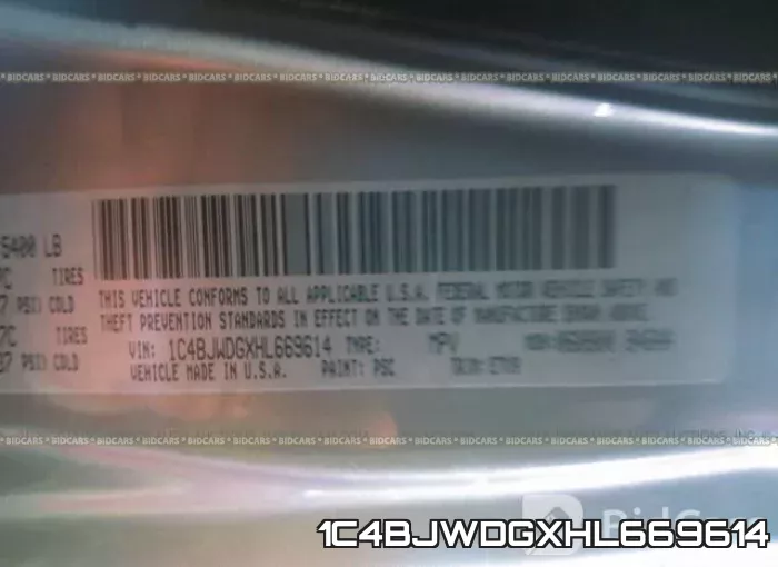 1C4BJWDGXHL669614 фото 10