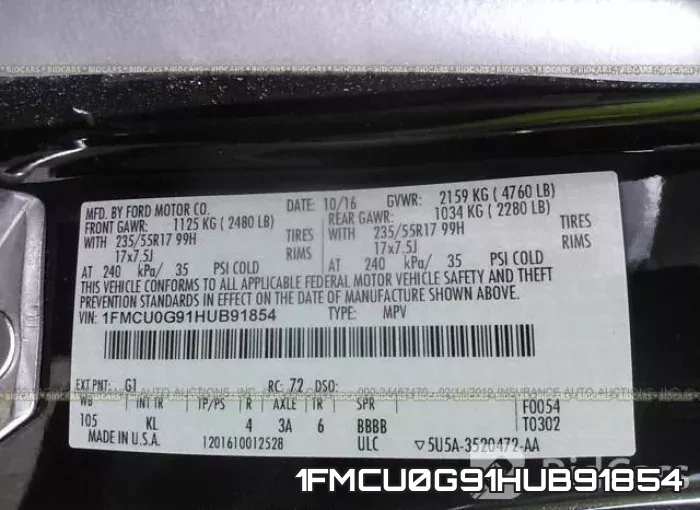 1FMCU0G91HUB91854 фото 10