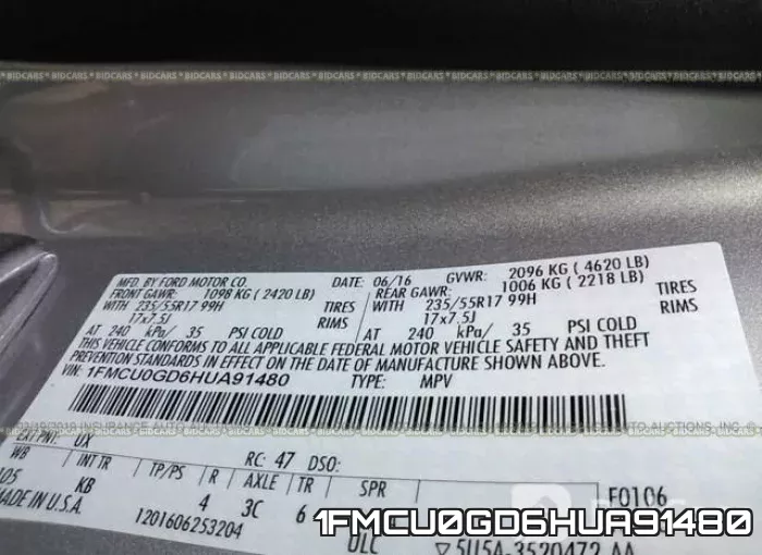 1FMCU0GD6HUA91480 фото 10