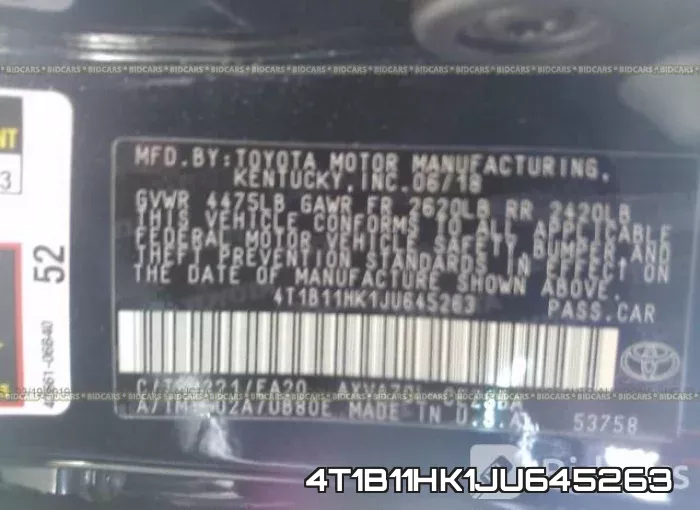 4T1B11HK1JU645263 фото 10