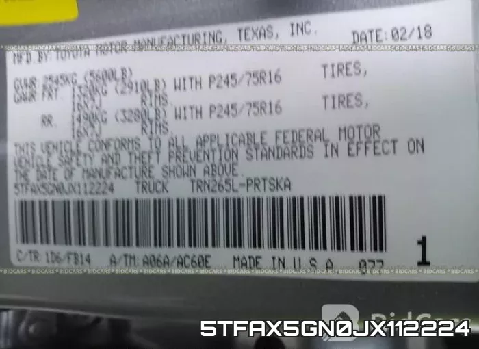 5TFAX5GN0JX112224 фото 10