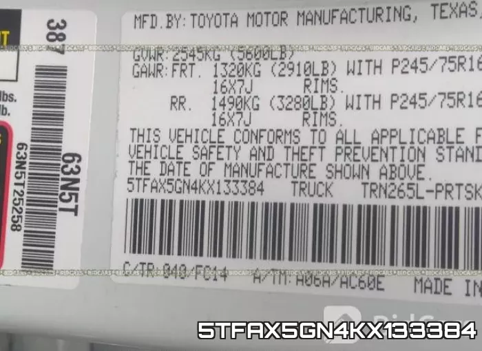 5TFAX5GN4KX133384 фото 10