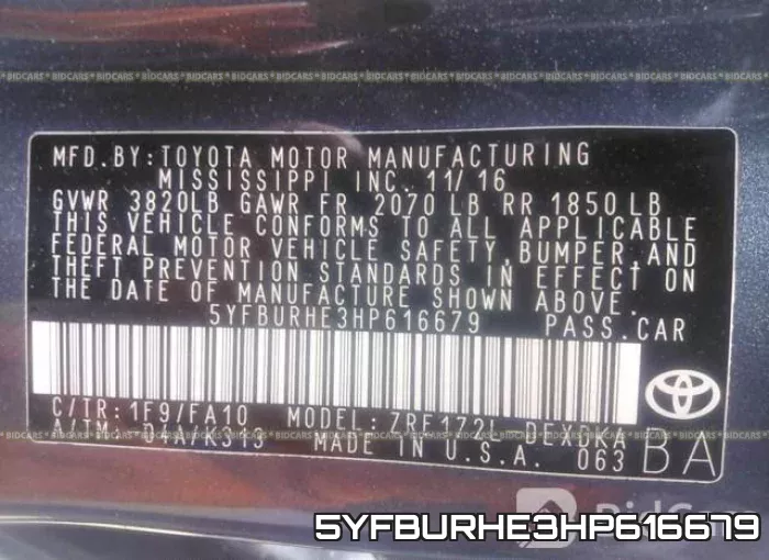 5YFBURHE3HP616679 фото 10