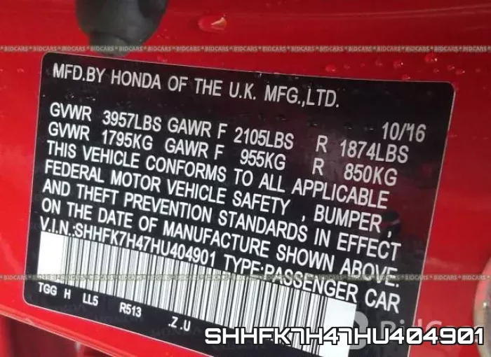SHHFK7H47HU404901 фото 10