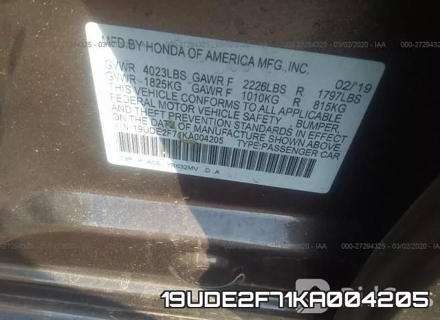 19UDE2F71KA004205 фото 10