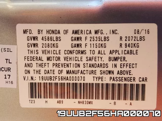 19UUB2F56HA000070 фото 2