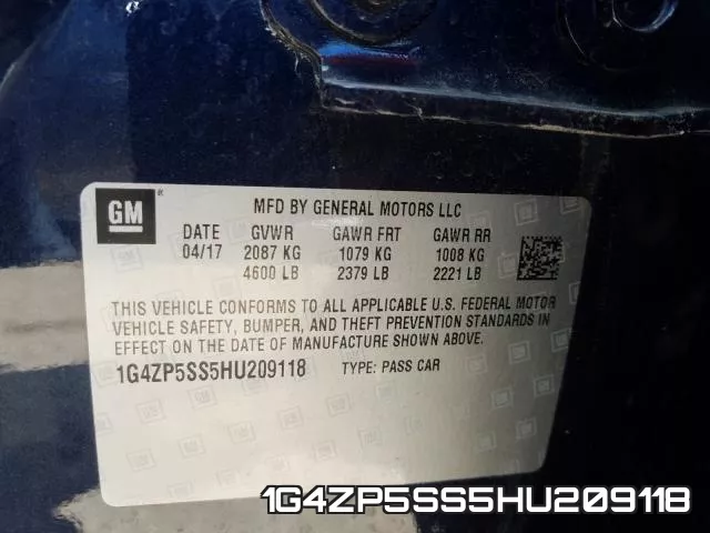 1G4ZP5SS5HU209118 фото 2