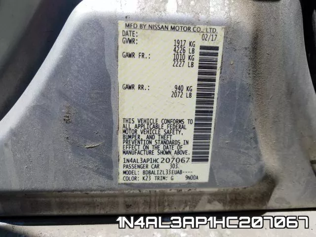 1N4AL3AP1HC207067 фото 2